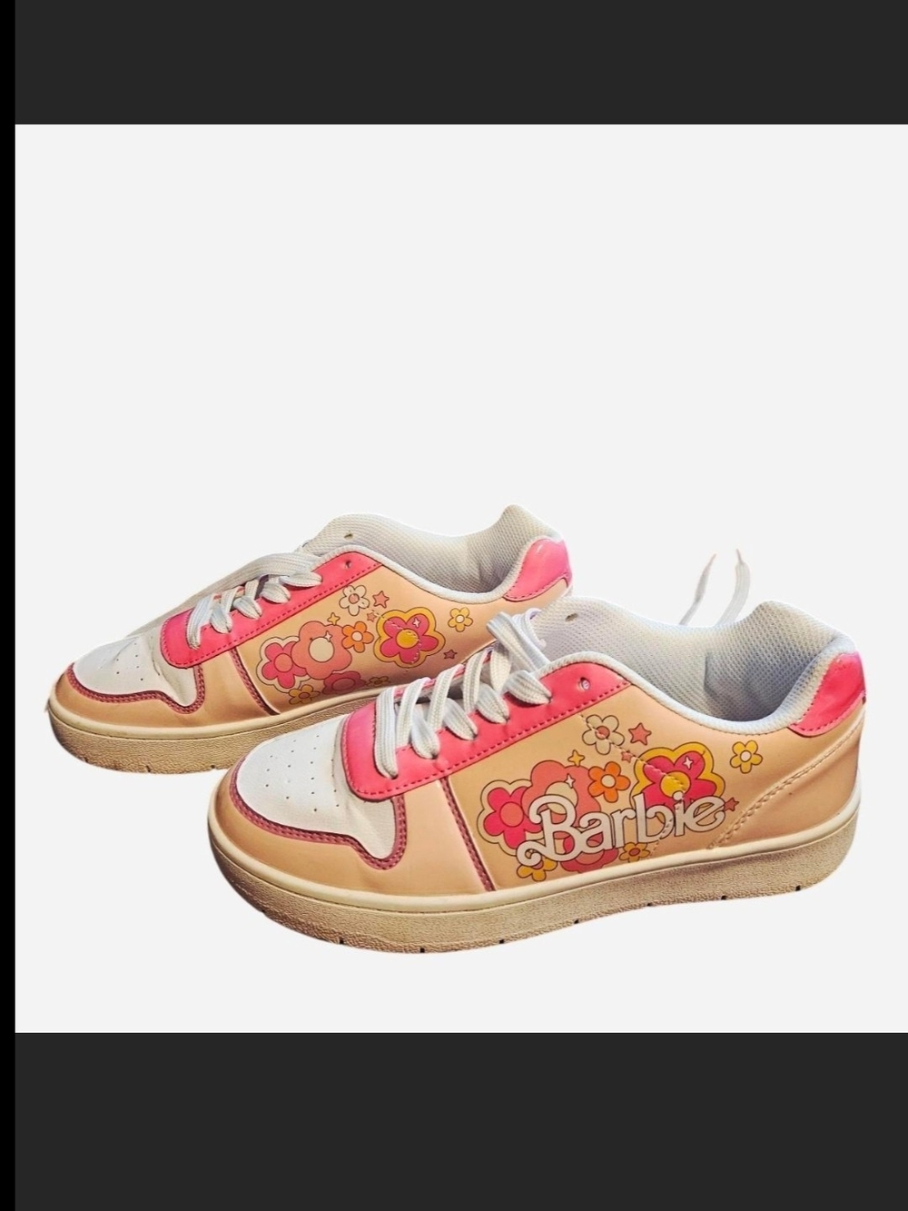 Barbie Pink Cream Floral Retro Low-Top Sneakers